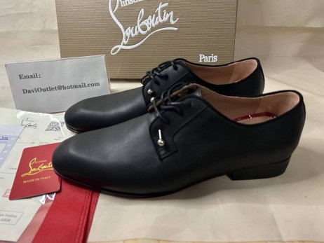 Christian Louboutin Chambeliss Derbies De Cuero De Becerro Negro Zapatos De Christian Louboutin
