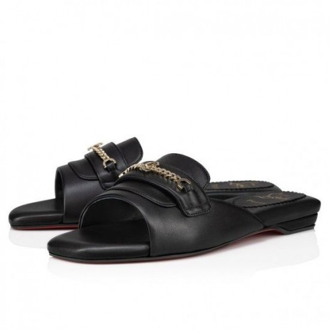 Christian Louboutin Señorita Mj Mulas Mulas En Cuero Nappa Negro Zapatos De Christian Louboutin