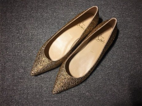 Christian Louboutin Pigalle Ballet Flats Strass Adornada de Oro CL Zapatillas