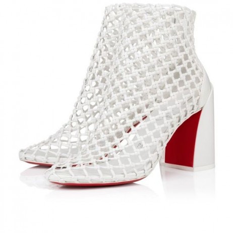 Christian Louboutin Porlibooty 85 Mm Bajo las Botas de Cuero de Napa Bianco CL Zapatillas