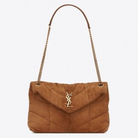 Saint Laurent Loulou Globo Pequeño Bolso De Ante Marrón De Cuero Saint Laurent Bolsas