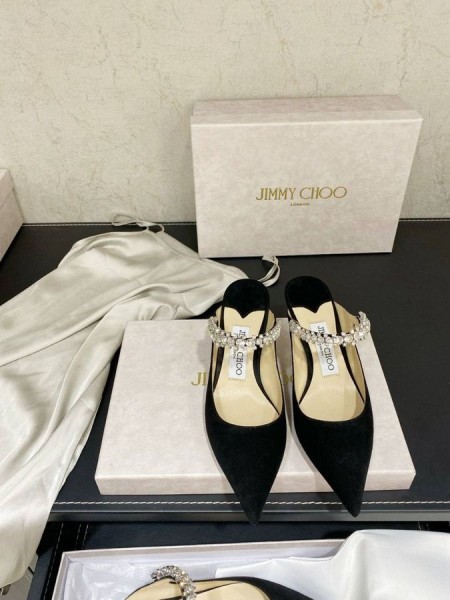 Jimmy Choo Bing 65 Gamuza Mulas De Cristal De La Correa Negro