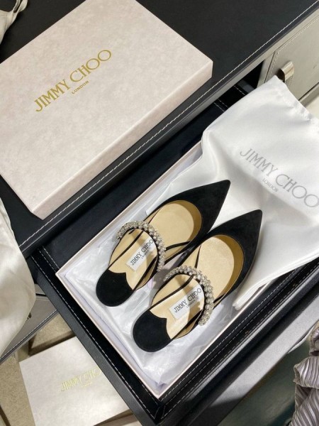 Jimmy Choo Bing Gamuza Plana De Cristal De La Correa Negro