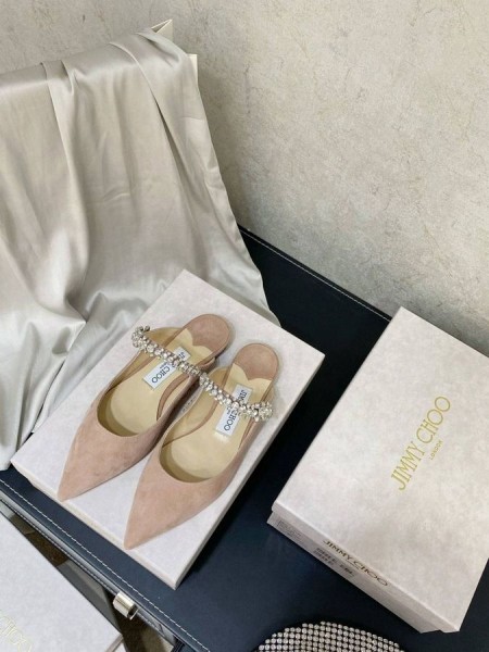 Jimmy Choo Bing Gamuza Plana De Cristal Correa De Desnudos