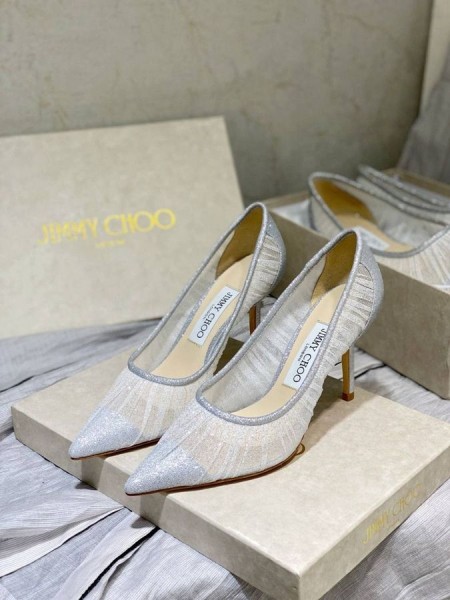 Jimmy Choo Amor 85 Brillo De La Tela De Las Bombas De Superposición De Tul De Plata