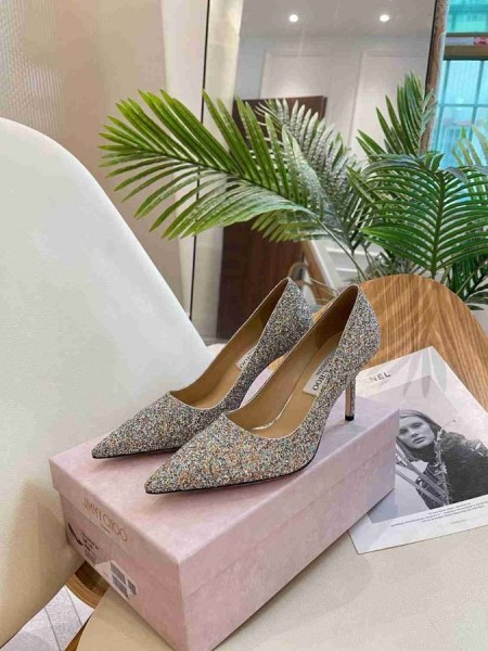 Jimmy Choo Amor de 85 mm Brillo de la Tela de Bombas