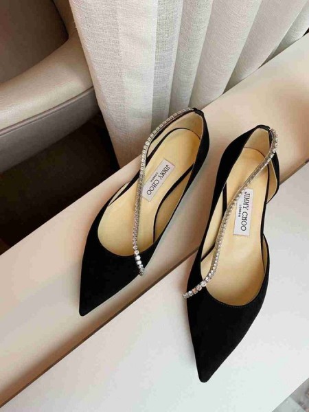 Jimmy Choo Trude Plana De Cristal De La Cadena De Negro