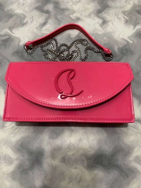 Christian Louboutin Loubi54 De Embrague De Cuero De Patente De Rosas De Color Rosa