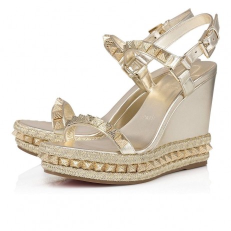 Christian Louboutin Pyraclou 110 Mm Alpargatas De Cuero Nappa Platine