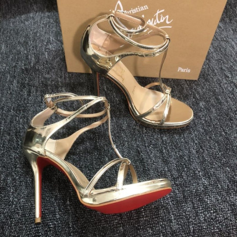 Christian Louboutin Benedetta Sandalias de 120mm Metálico de Luz de piel de Becerro de Oro