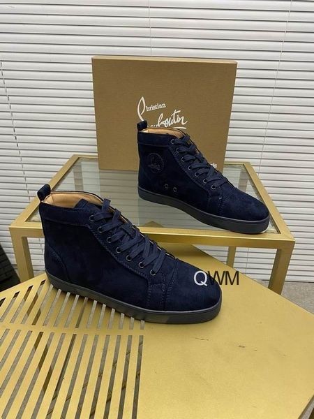 Christian Louboutin Louis Orlato High Top Sneakers Veau Velours Azul