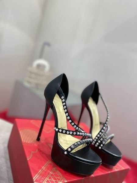 Christian Louboutin Plataformas, de Modo que la Espiga Alta de 150 mm de Cuero Negro Zapatos de Christian Louboutin