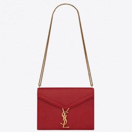 Saint Laurent Cassandra Cierre De La Bolsa Roja De Cuero De Grano Saint Laurent Bolsas