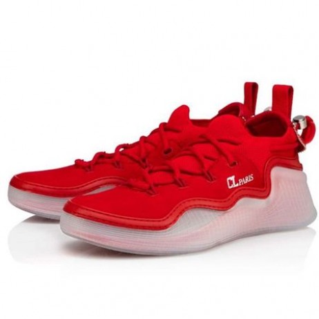Christian Louboutin Arpoador Rojo Loubi De Gamuza De Cuero De La Zapatilla De Deporte