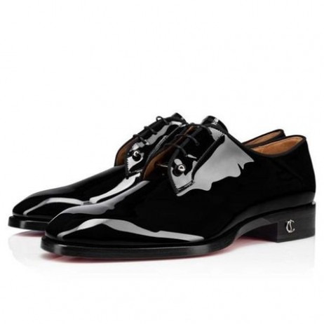Christian Louboutin Derby Chambeliss Plana De Patentes Negro Becerro