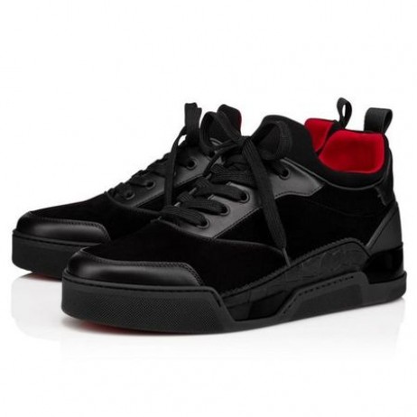 Christian Louboutin Baja-top Aurelien Negro Veau Velours de la Zapatilla de deporte