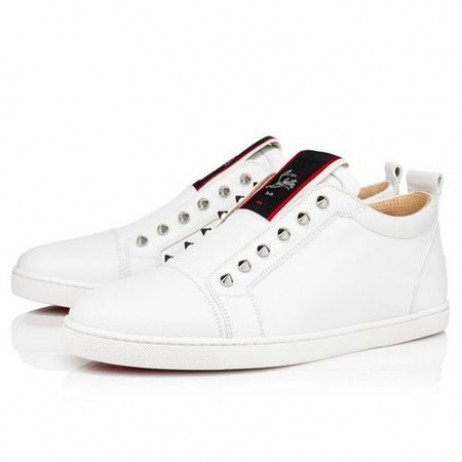 Christian Louboutin Baja-top F. A. V Fique Un Vontade de Becerro Blanco de la Zapatilla de deporte