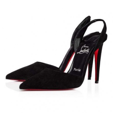 Christian Louboutin Bombas Astrid 100 mm Negro/lin Negro de Gamuza de piel de Becerro