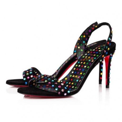 Christian Louboutin Sandalias O Marylin Strass Boum 85 mm Bk/mezcla Multi/lin Bk-multi de Cuero de Gamuza