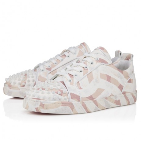 Christian Louboutin Louis Junior Spikes Men Sneakers Gaagal coated canvas Leche