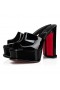 Christian Louboutin Amali Mula Alta 130mm Mulas de Patentes de Cuero Negro