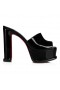 Christian Louboutin Amali Mula Alta 130mm Mulas de Patentes de Cuero Negro