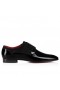 Christian Louboutin Chickito W Derbies de Cuero de Patente Negro CL Zapatos de la Tienda