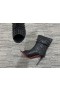 Christian Louboutin de la Guerrilla Picos de Abrir el Dedo del pie Botas de Tobillo de 100mm Cuero de Becerro Negro