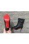 Christian Louboutin de la Guerrilla Picos de Abrir el Dedo del pie Botas de Tobillo de 100mm Cuero de Becerro Negro