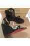 Christian Louboutin por Lo que Me Sandalias de Cuña de 85mm de Patentes de Cuero Negro