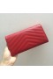Saint Laurent Gran Monograma Solapa De La Cartera Roja De Cuero De Grano