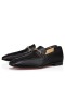 Christian Louboutin Mj Moc Mocasines de Cuero de Becerro Negro Zapatos CL
