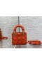 Dior 12CM Bolso Lady Dior Naranja Cannage de piel de cordero