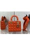 Dior 20CM Bolso Lady Dior Naranja Cannage de piel de cordero