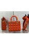 Dior 20CM Bolso Lady Dior Naranja Cannage de piel de cordero