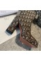 Dior Oblicua De Impresión De Tacón De Bota Marrón