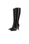 Christian Louboutin Condora Botta 85 Mm Botas De Cuero De Becerro Negro Zapatos De Christian Louboutin