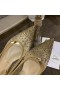 Christian Louboutin Locuras De Strass Pisos De Malla De Cuero De Oro