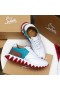 Christian Louboutin Loubishark Mujeres Zapatillas de Gamuza y Cuero Blanco Azul