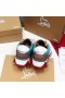 Christian Louboutin Loubishark Mujeres Zapatillas de Gamuza y Cuero Blanco Azul
