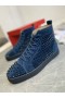 Christian Louboutin Louis Picos De Alta-Top Sneakers Veau Velous Azul Marino