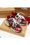Christian Louboutin De Color Rojo Corredor Plana, Zapatillas Glitter Oro Rojo