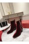 Christian Louboutin Zip Botas de Tobillo de 70 mm Con Cadena de Terciopelo Borgoña