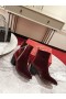 Christian Louboutin Zip Botas de Tobillo de 70 mm Con Cadena de Terciopelo Borgoña
