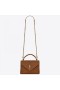 Saint Laurent College Media De Bolsa Marrón Matelasse De Cuero Saint Laurent Bolsas