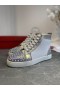 Christian Louboutin Lou Picos de Alta-top Zapatillas de deporte de Cuero Metálico Plateado Blanco