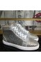 Christian Louboutin Louis Strass de Alta-Top Sneakers Suede y el Brillo de Cuero de Plata
