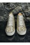 Christian Louboutin Mixkeoshell Plana Alta-top de las Mujeres Zapatillas de deporte de los Picos y Strass Plata Oro