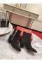 Christian Louboutin Zip Botas de Tobillo Con la Cadena de Terciopelo Negro Zapatos CL