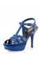 Saint Laurent Homenaje Sandalias Azul Del Cuero De Patente De Saint Laurent Zapatos